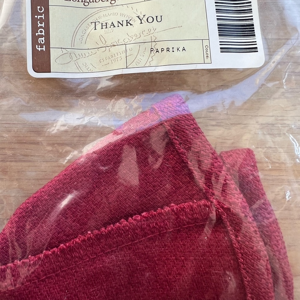 NWT Longaberger Thank You Basket Fabric Liners- Set Of 2- Denim and Paprika - Picture 5 of 8